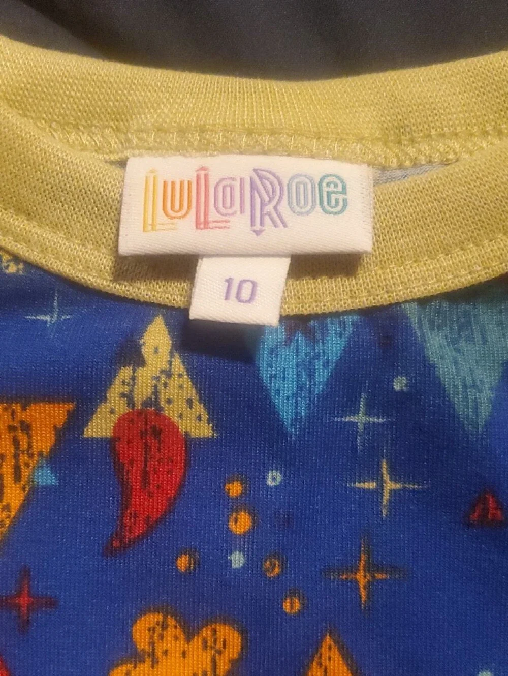 LuLaRoe Kids Long Sleeve Raglan Top in Blue and Yellow